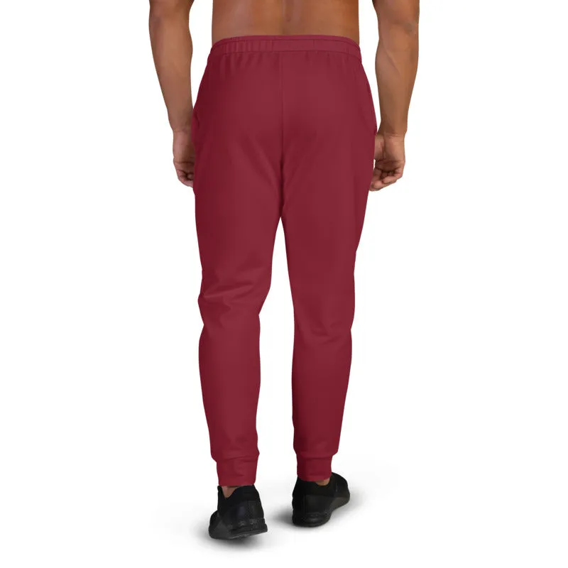 Crimson Red Premium Men's Joggers, Classic Solid Color Designer Sweatpants-Made in EU/MX