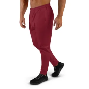 Crimson Red Premium Men's Joggers, Classic Solid Color Designer Sweatpants-Made in EU/MX