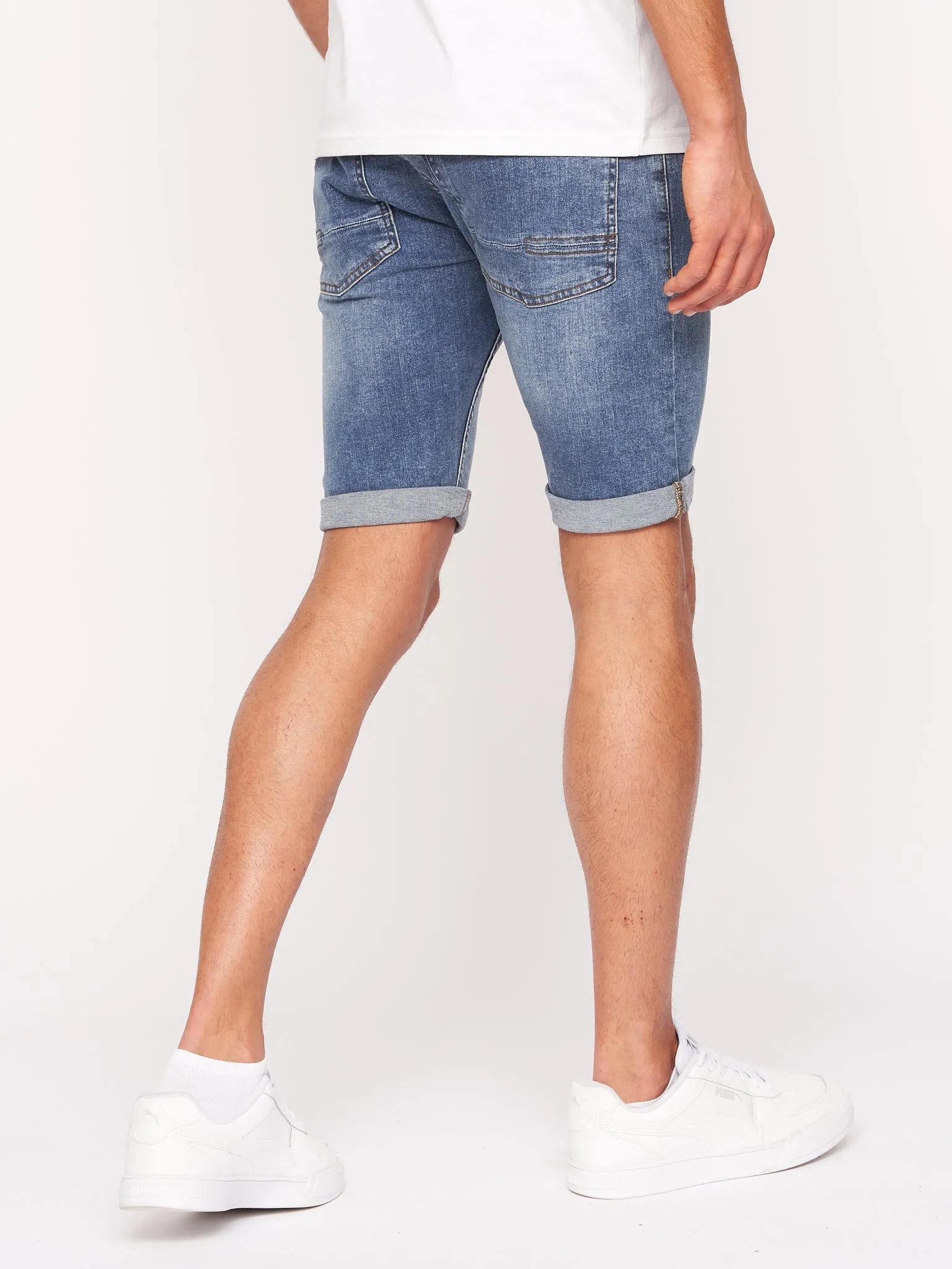 Crosshatch Mens Tadcaster Denim Shorts Light Wash