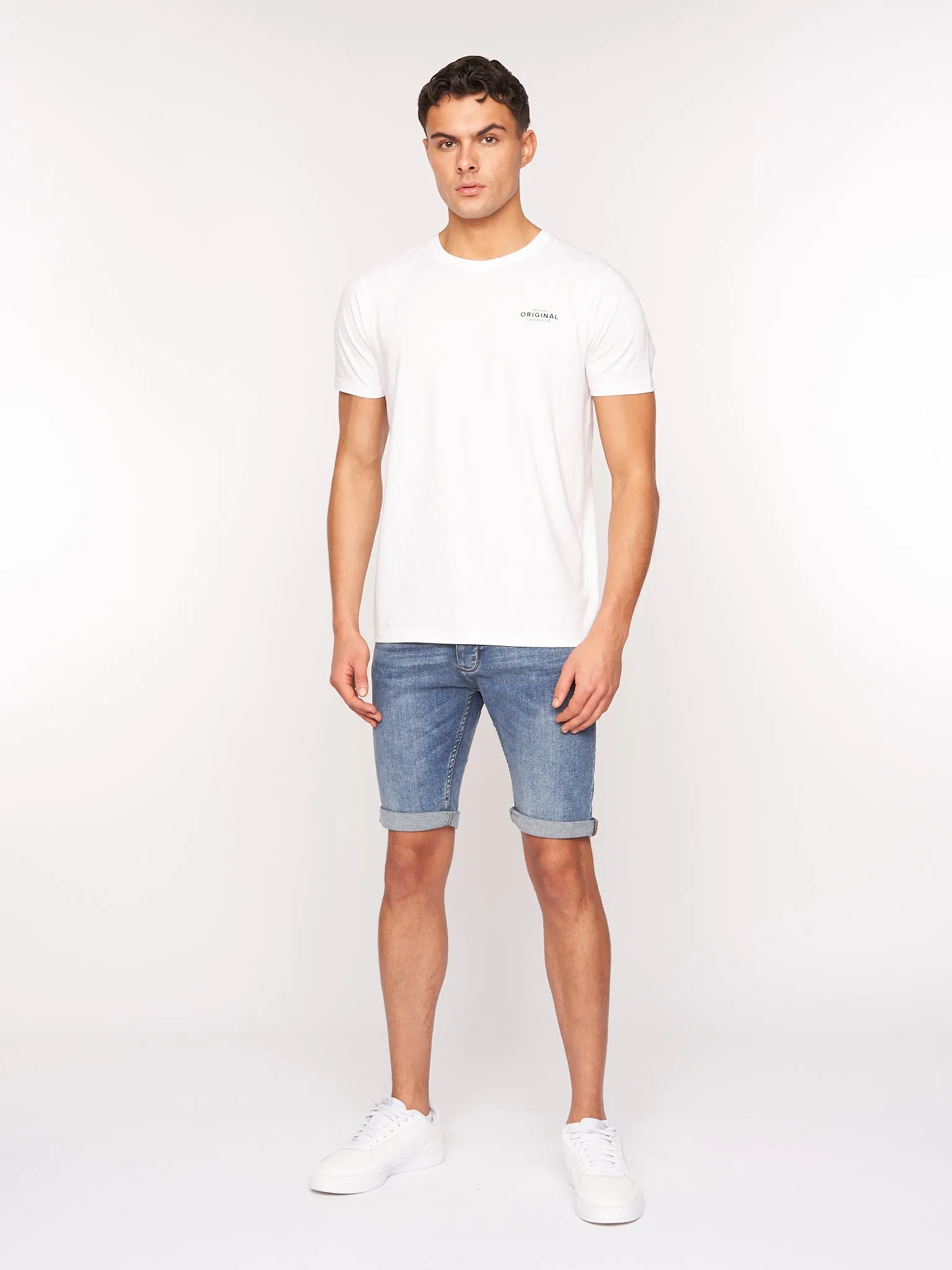 Crosshatch Mens Tadcaster Denim Shorts Light Wash