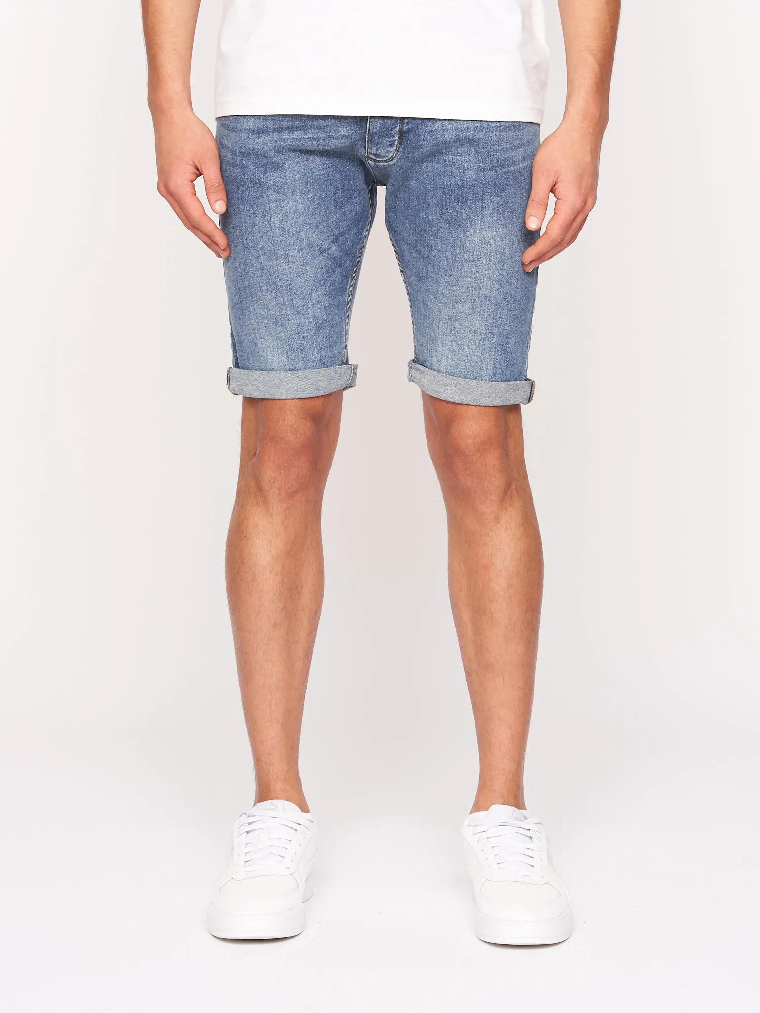Crosshatch Mens Tadcaster Denim Shorts Light Wash