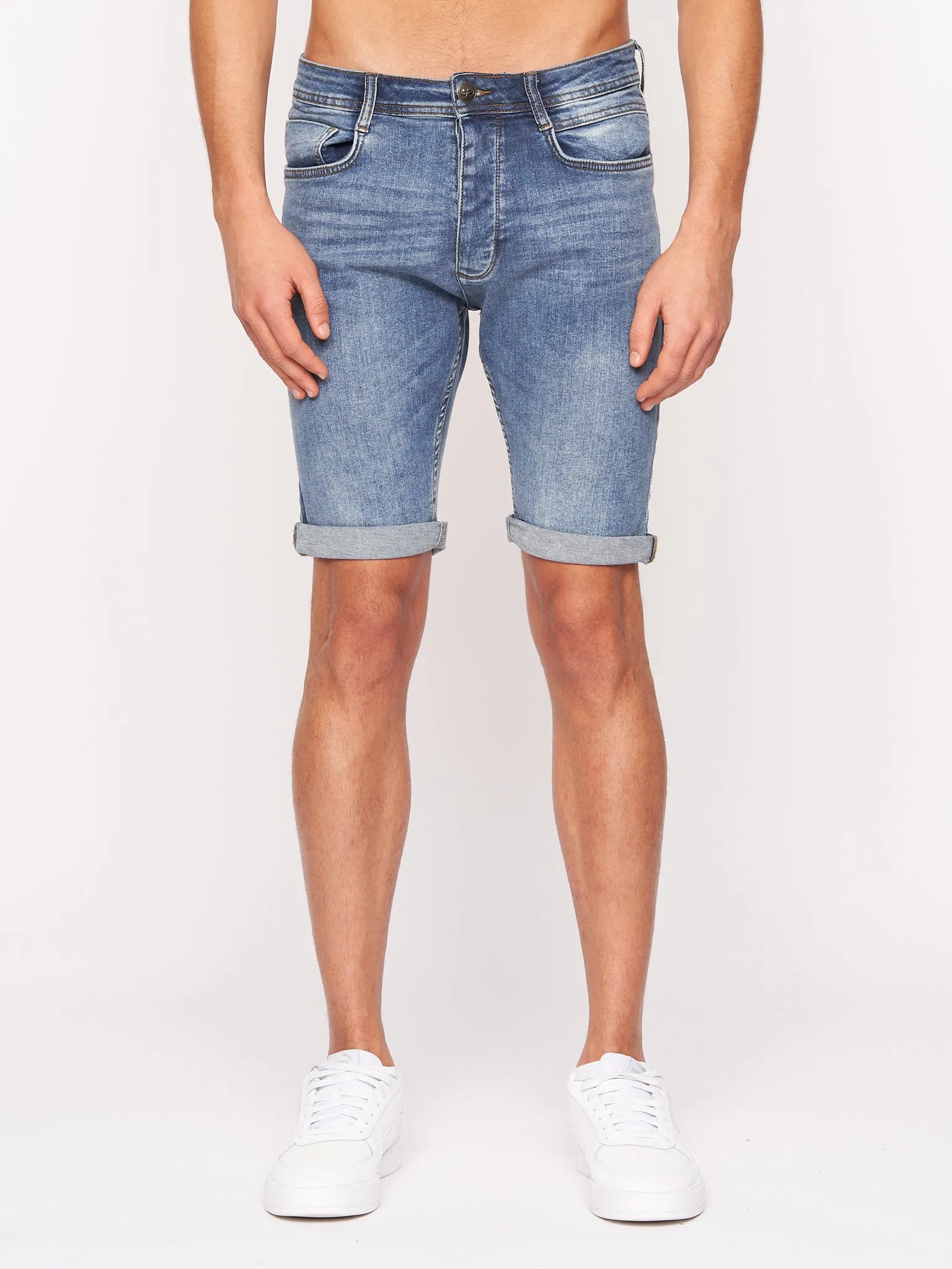 Crosshatch Mens Tadcaster Denim Shorts Light Wash