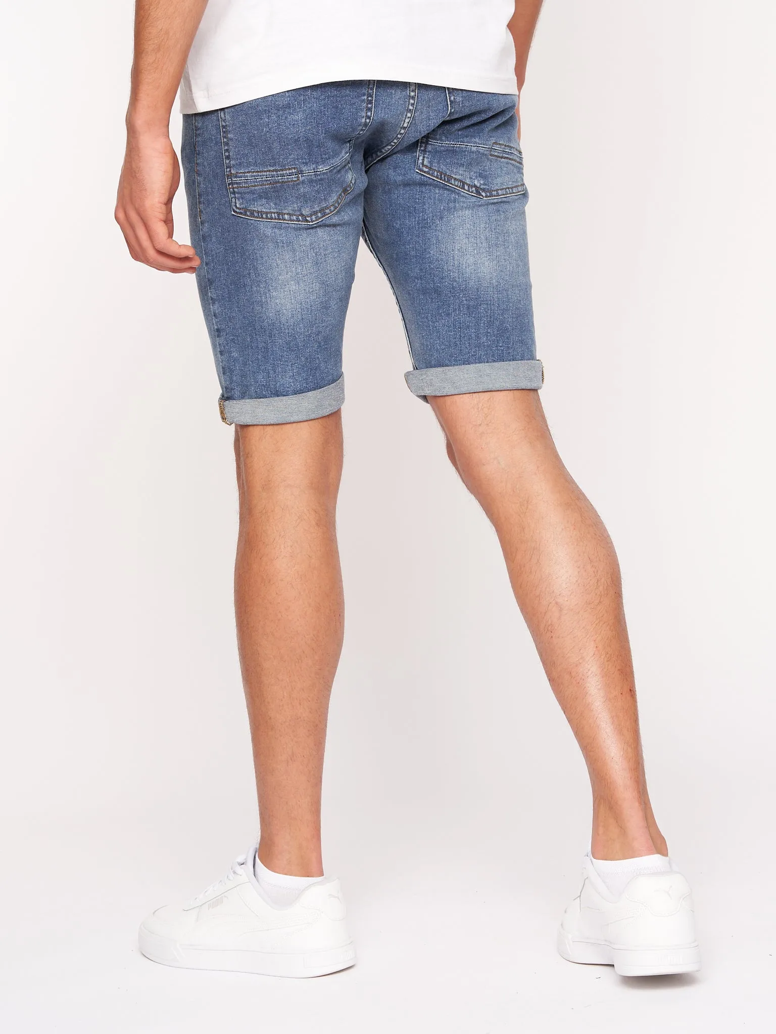 Crosshatch Mens Tadcaster Denim Shorts Light Wash
