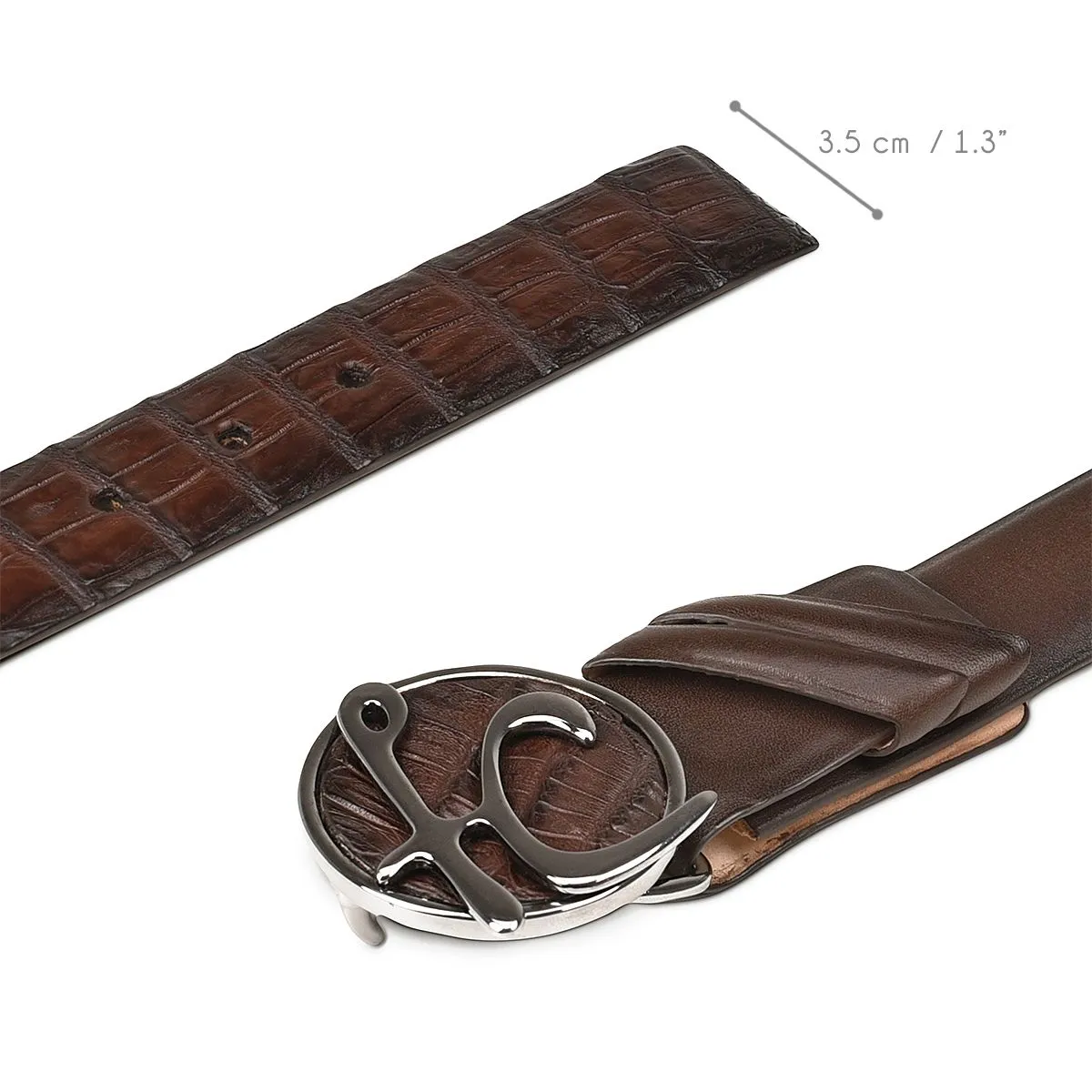 CS537FC - Cuadra brown casual fashion caiman belt for men