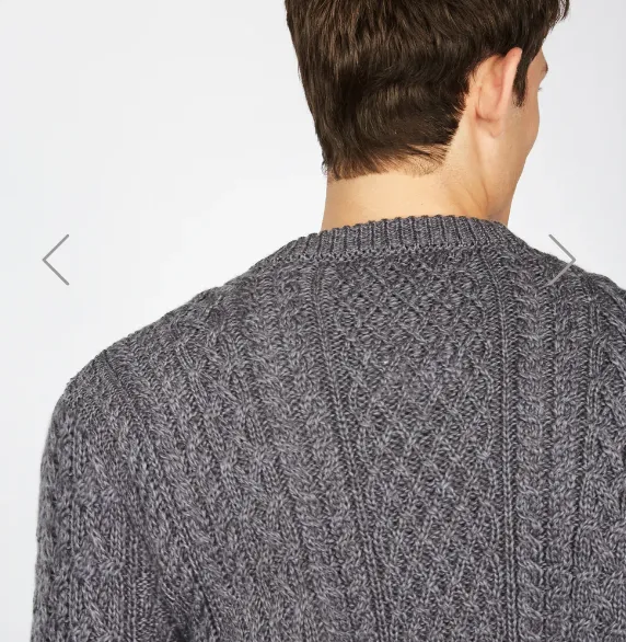 Cuileann Aran Crew Neck Sweater Steel Marl