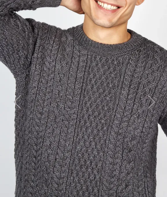 Cuileann Aran Crew Neck Sweater Steel Marl