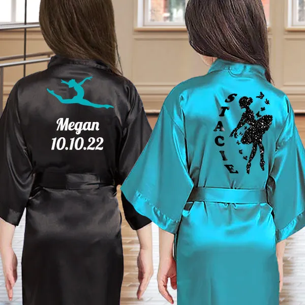 Custom Girl Robes, Athlete, Dance & Cheerleader Silhouette, Personalized Dancer Robe, Costume Cover Up, Team Gifts, Event Getting Ready Robe