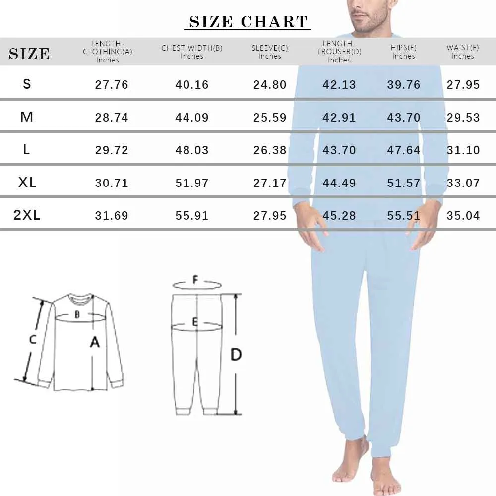 Custom Seamless Face Men's Long Sleeve Crewneck Pajamas Set Personalized Sleepwear Sets