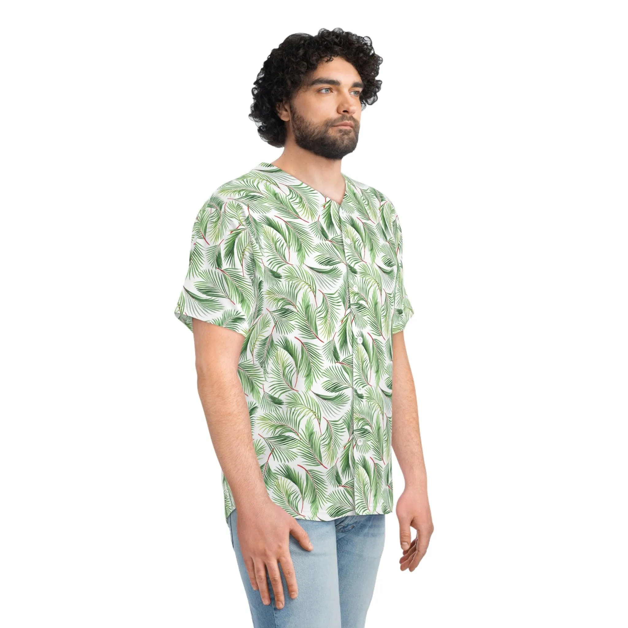 Customizable Green Foliage Men's All-Over Print Baseball Jersey