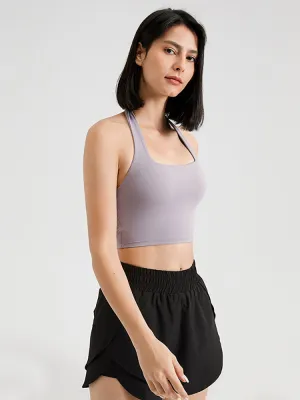 Dance Bra Halter Neck Gather Fitness Outer Wear Yoga Vest
