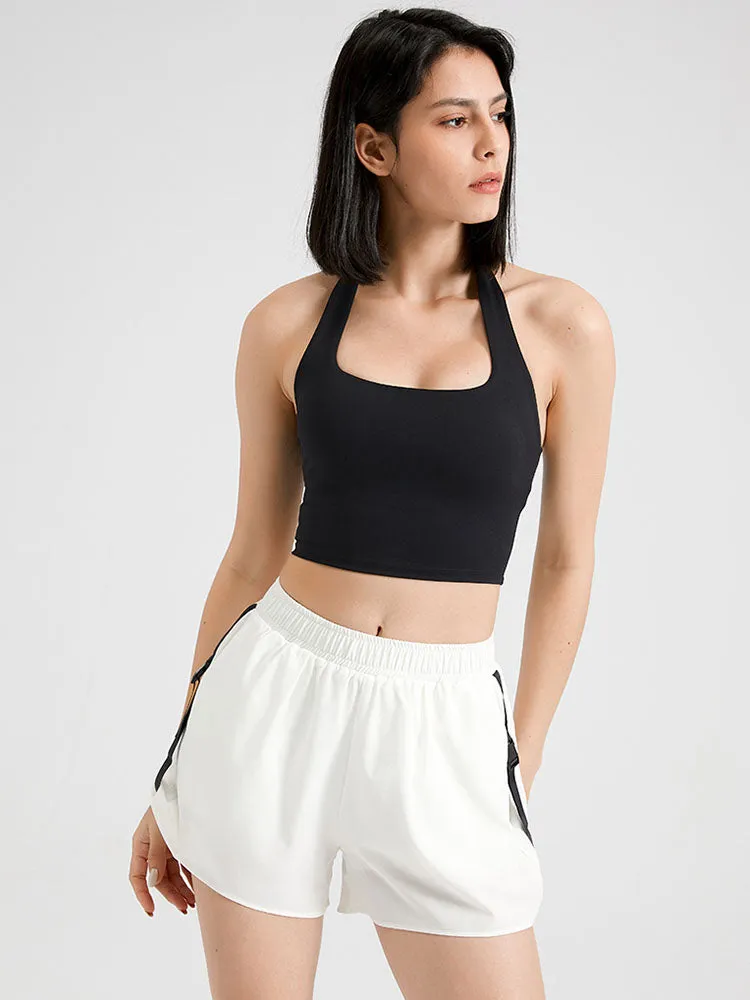 Dance Bra Halter Neck Gather Fitness Outer Wear Yoga Vest