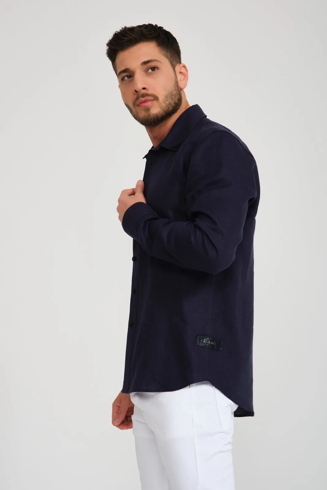 Dark Blue Linen Shirt