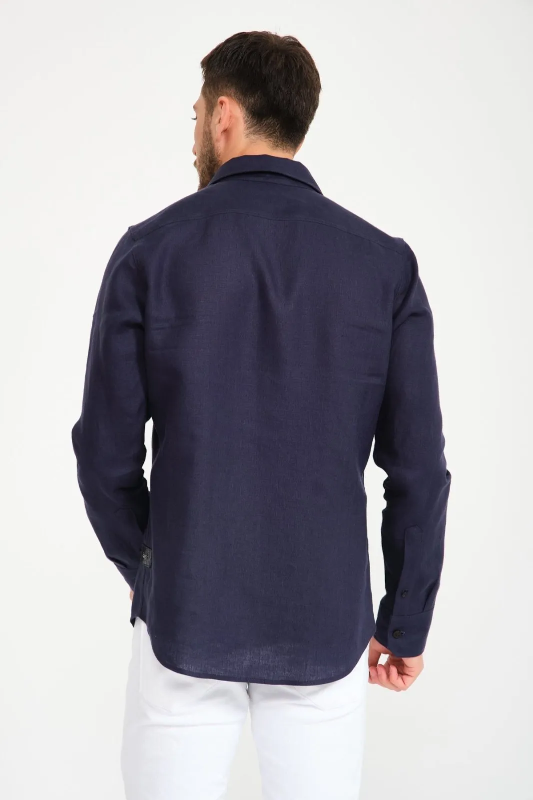 Dark Blue Linen Shirt