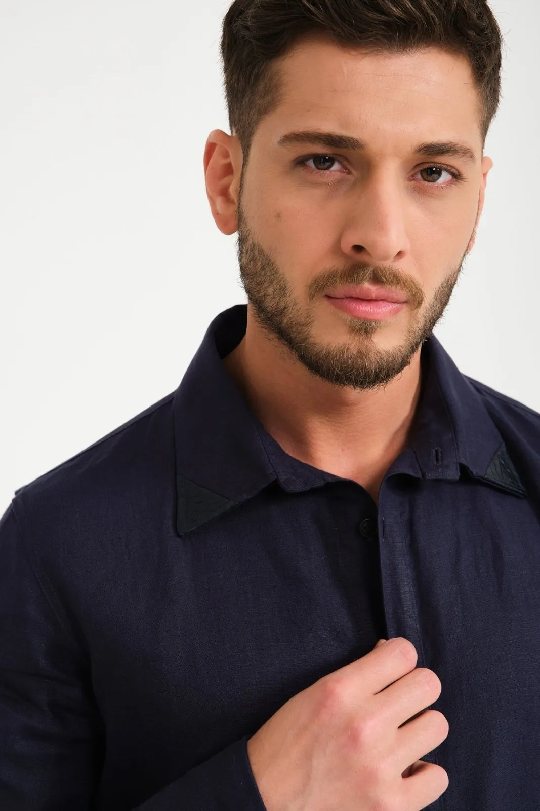 Dark Blue Linen Shirt