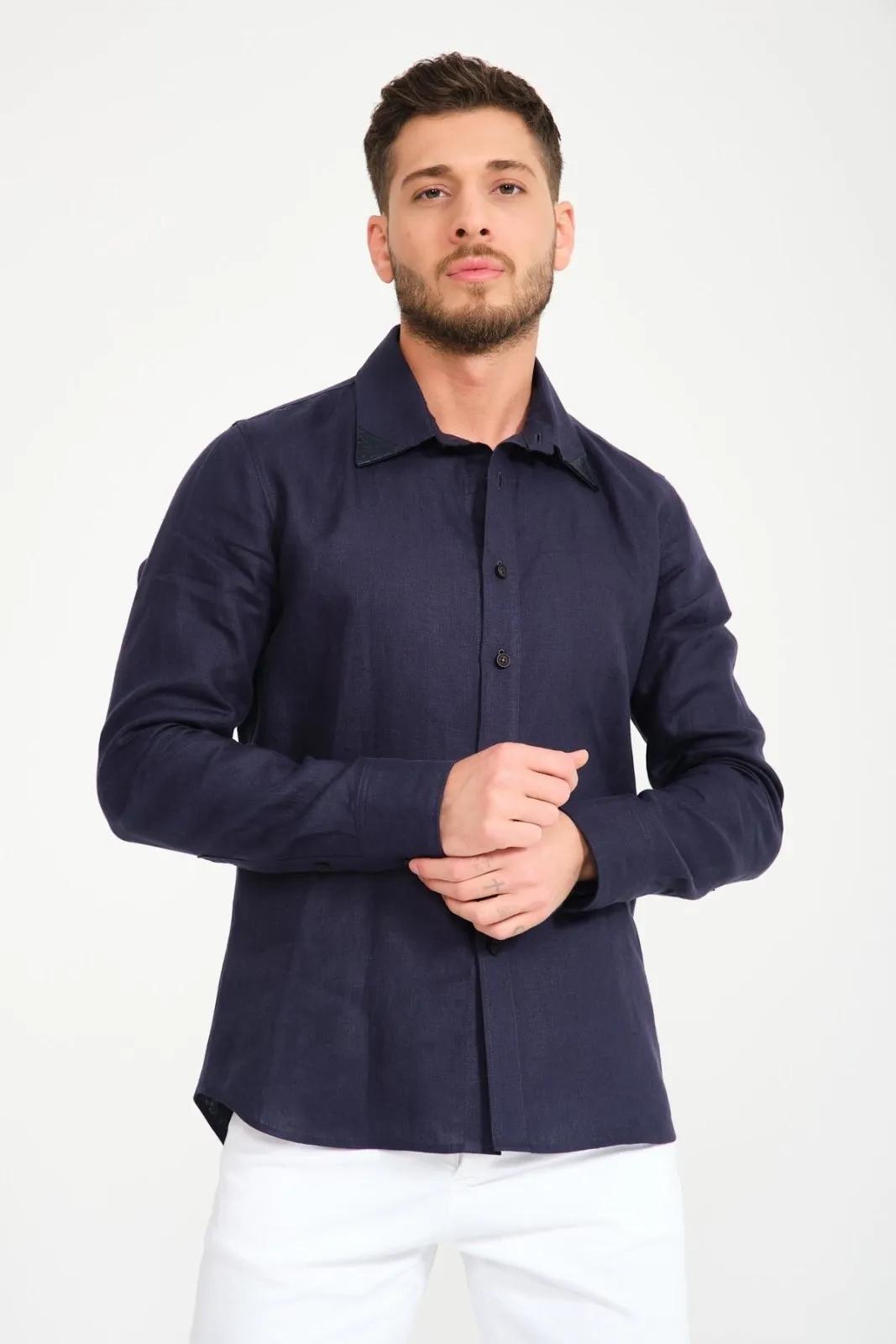 Dark Blue Linen Shirt