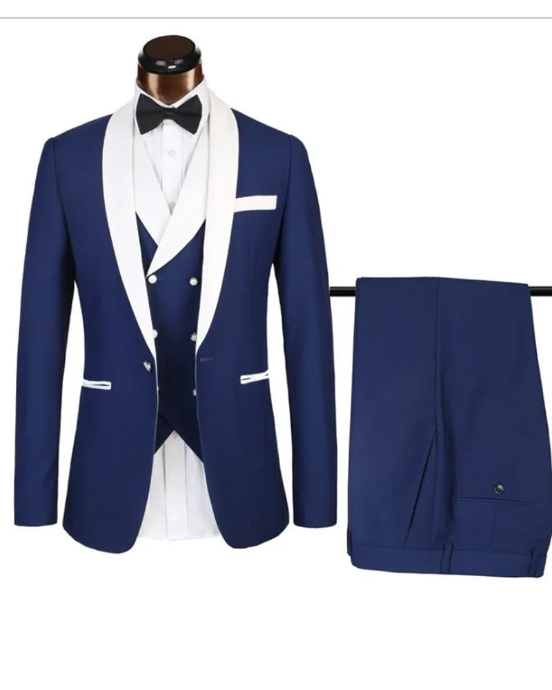 Dark Green Groomsmen Tuxedo Prom Suit for Men 3 Pieces men outfit (jacket pants vest)