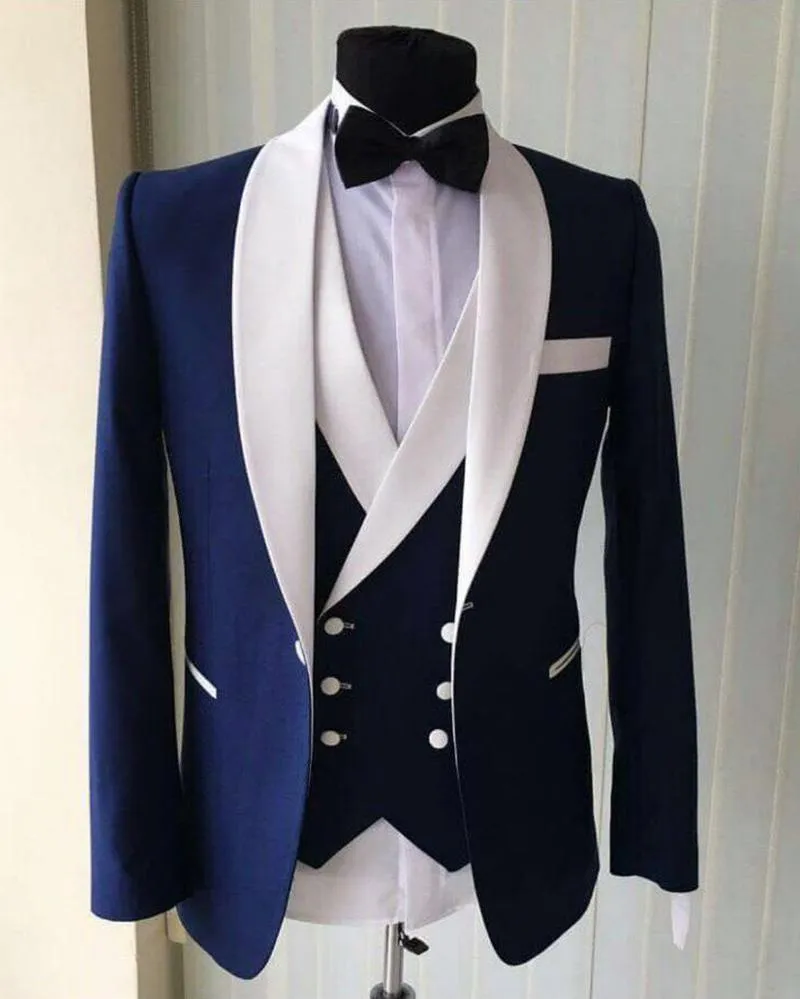 Dark Green Groomsmen Tuxedo Prom Suit for Men 3 Pieces men outfit (jacket pants vest)