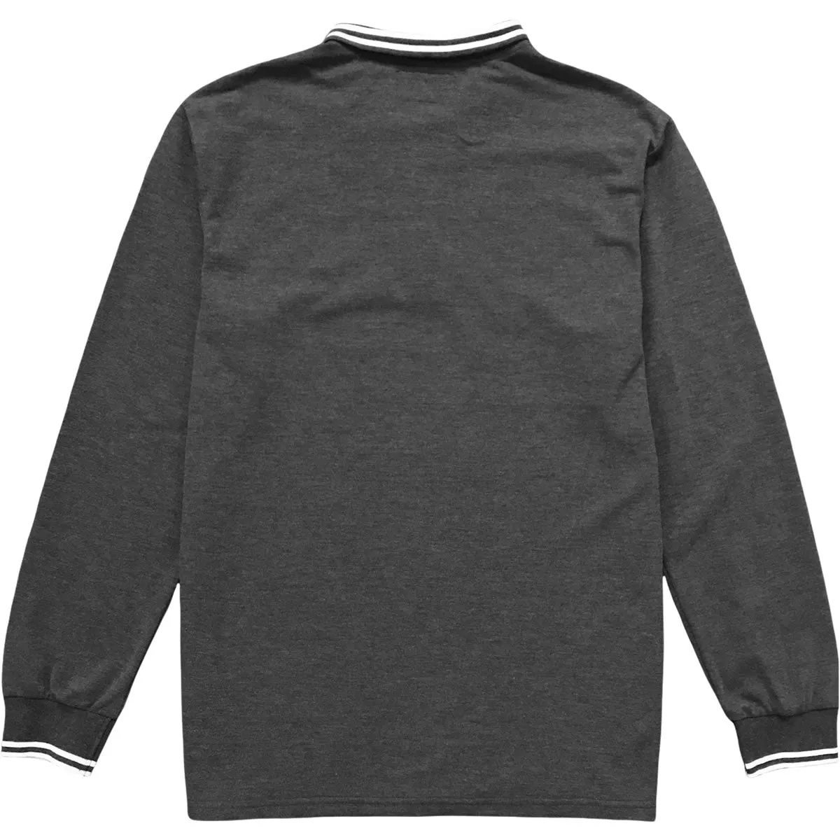 Dark Grey Classic Tipped Pique Mens Long Sleeve Polo Shirt