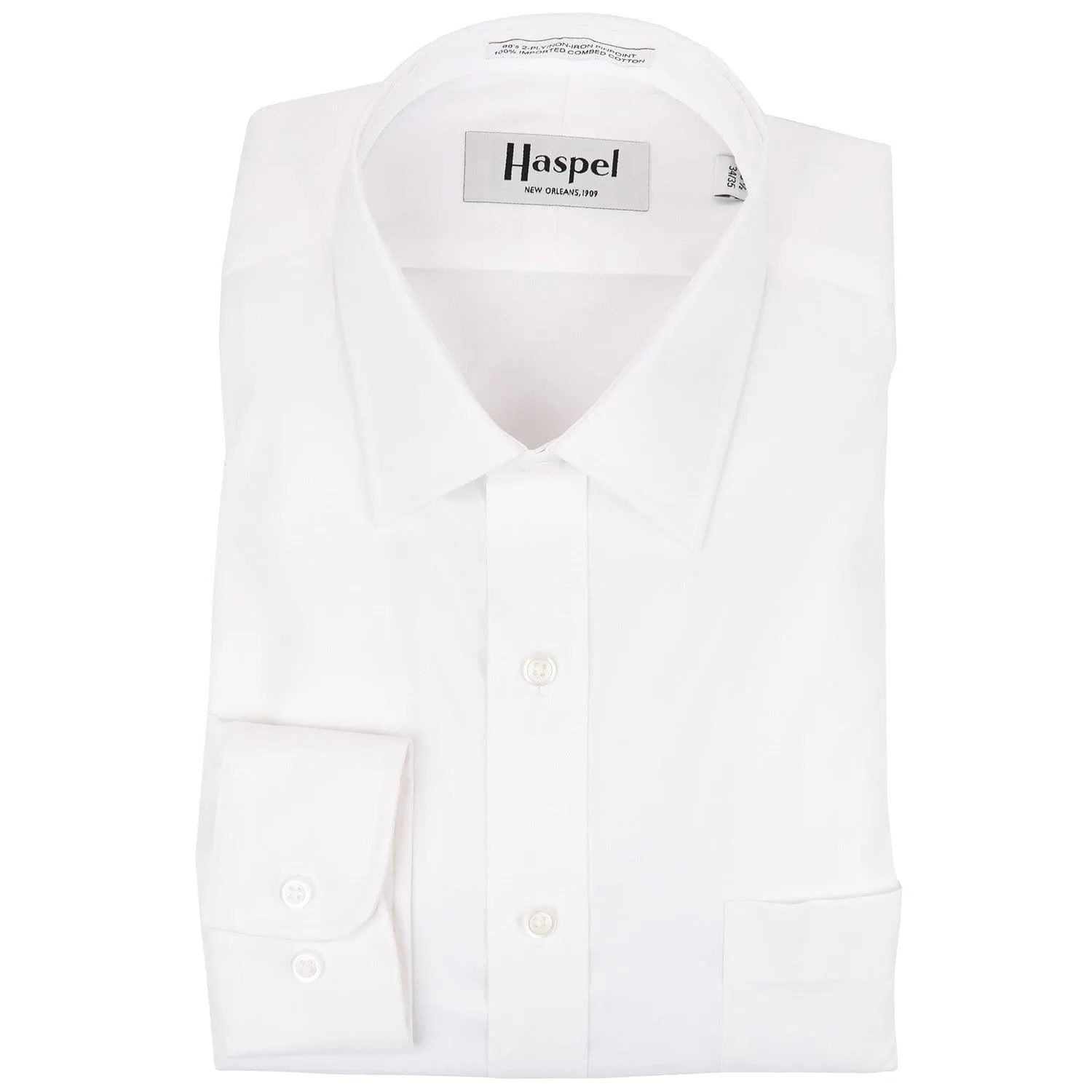 Dauphine Solid White Pinpoint Oxford (Regular Fit) Dress Shirt - Spread Collar