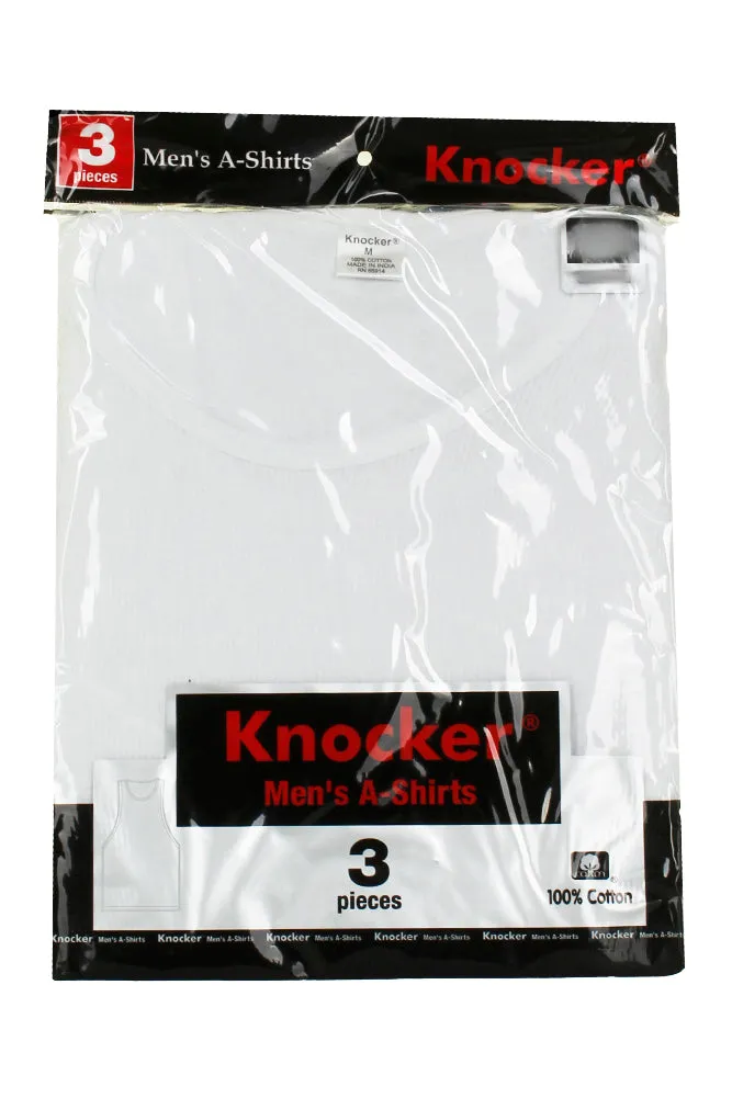 DBFL1 Men's Knockers 3-Pack Short-Sleeve Crew Neck Cotton T-Shirts White