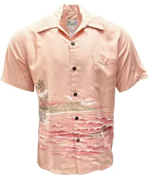 Diamond Head Canoe Coral Hawaiian Shirt