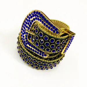 Dna premium Men's belts (Black/royal blue/gold)