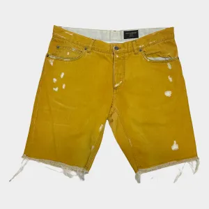 Dolce&Gabbana men's yellow denim distressed shorts