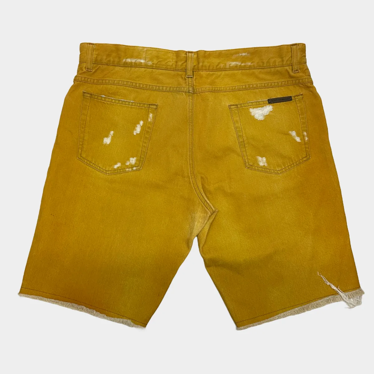 Dolce&Gabbana men's yellow denim distressed shorts