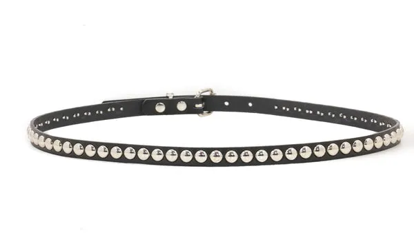 Dome Studded Leather Belt in Black - 1 Row