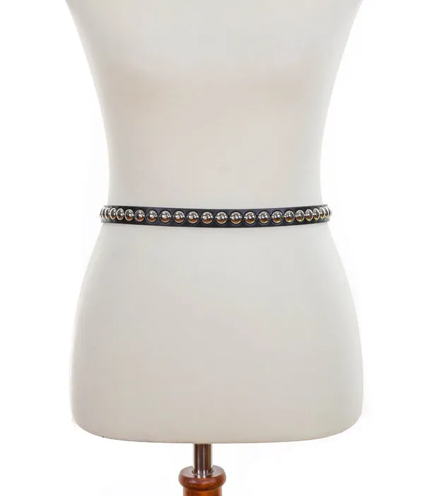 Dome Studded Leather Belt in Black - 1 Row