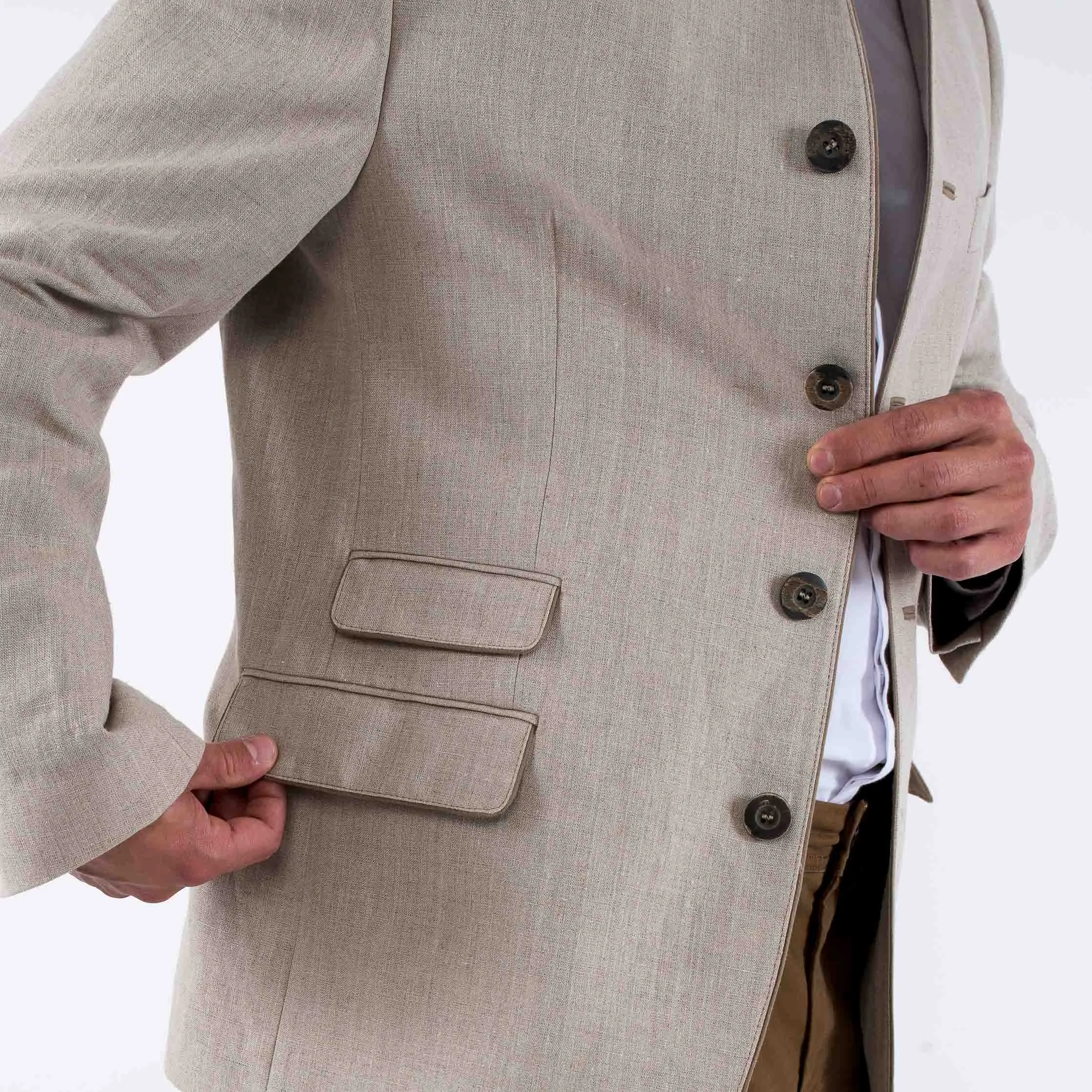 Edward - Classic Austrian Jacket in Beige Linen