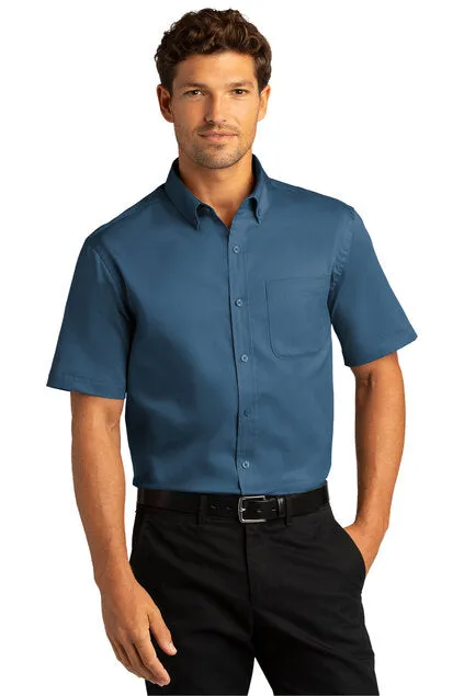 EMBROIDERED - W809 -  Port Authority® Short Sleeve SuperPro™ React™ Twill Shirt