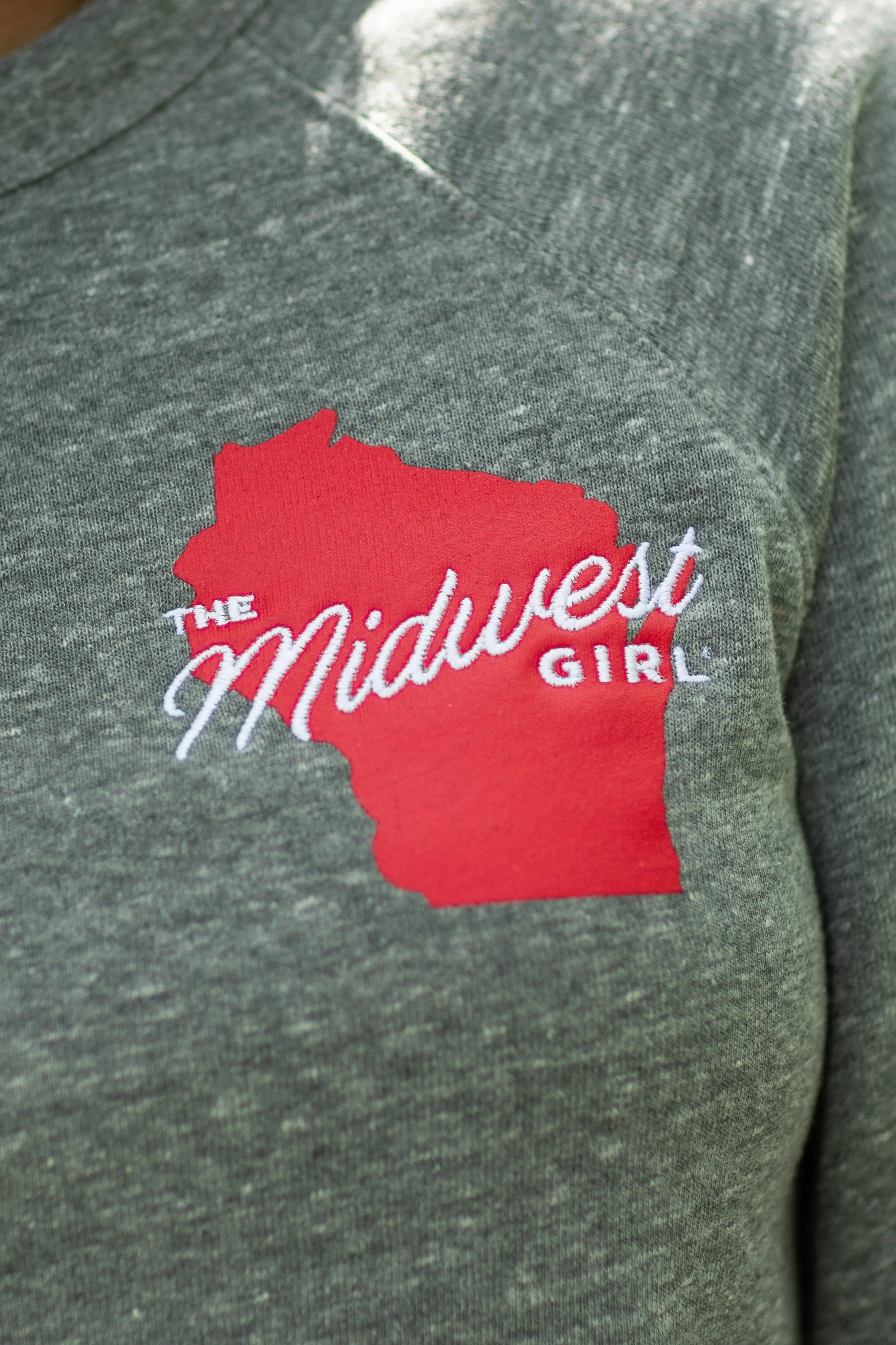 Embroidered Wisconsin Crew in Gray