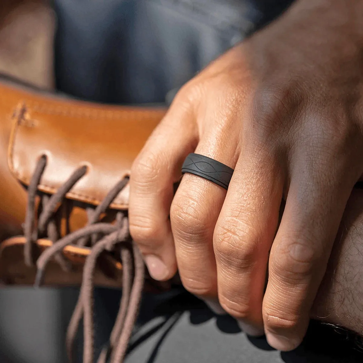 Enso Rings Men's Infinity Series Silicone Ring -  Navy Blue