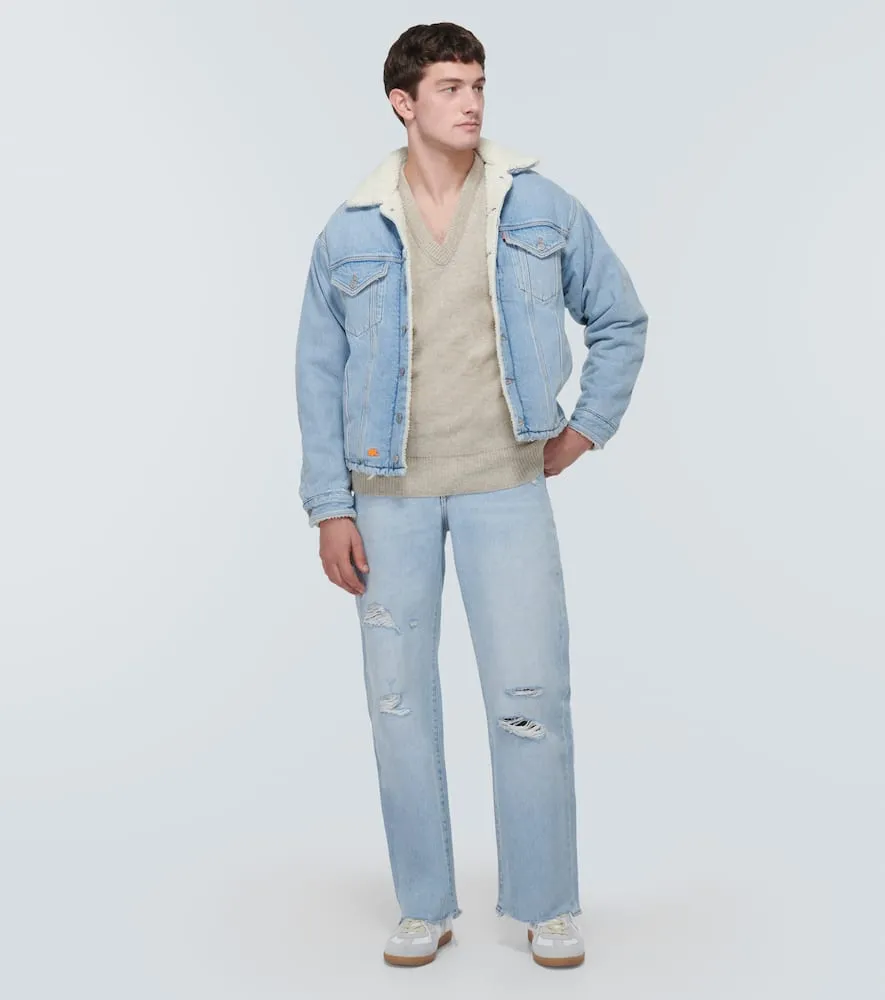 ERL Faux fur-trimmed denim jacket