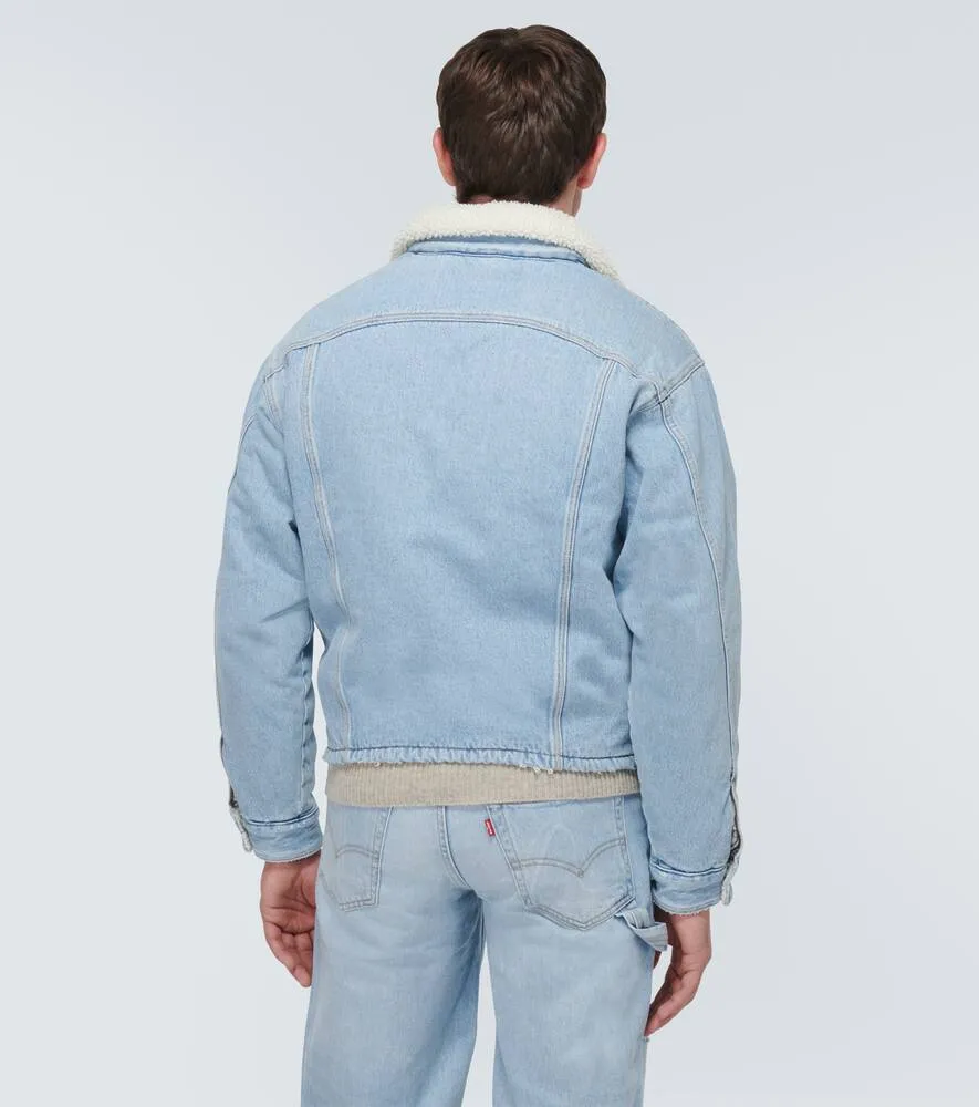ERL Faux fur-trimmed denim jacket