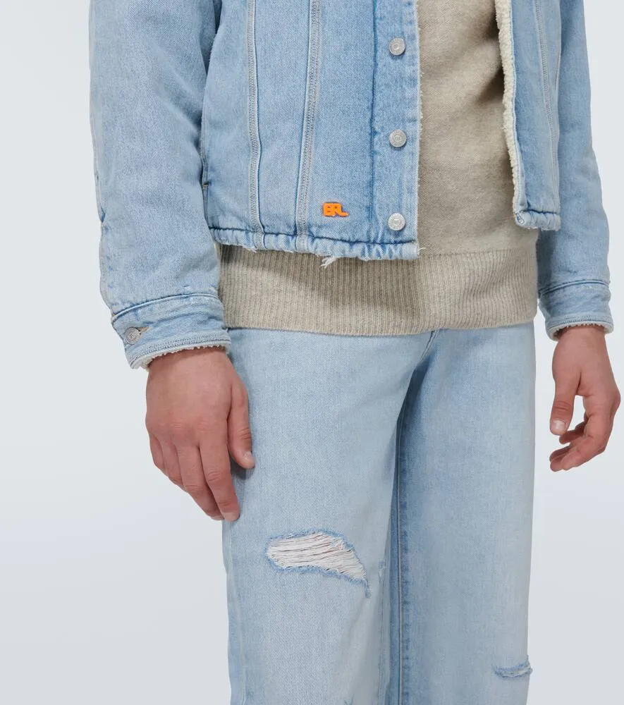 ERL Faux fur-trimmed denim jacket