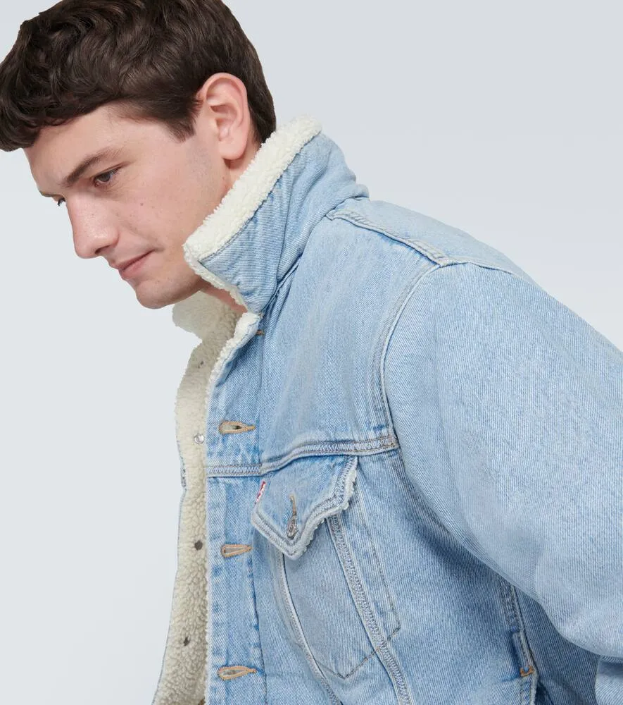 ERL Faux fur-trimmed denim jacket