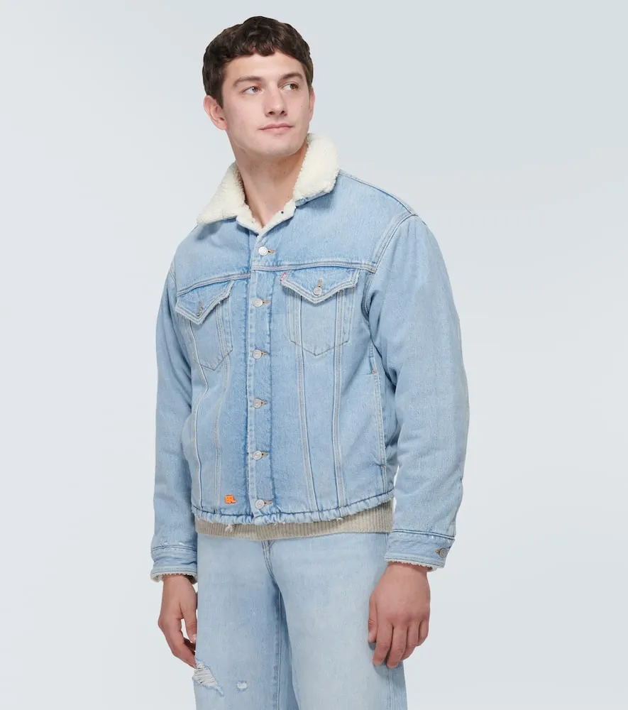 ERL Faux fur-trimmed denim jacket