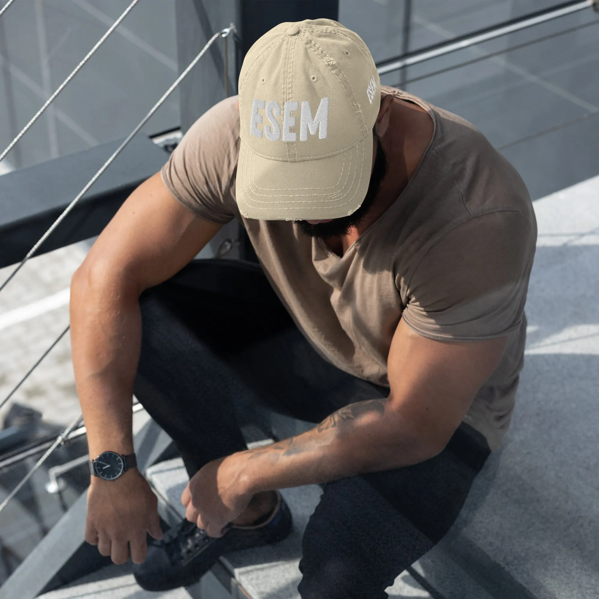 ESEM (wht) - Distressed Dad Hat