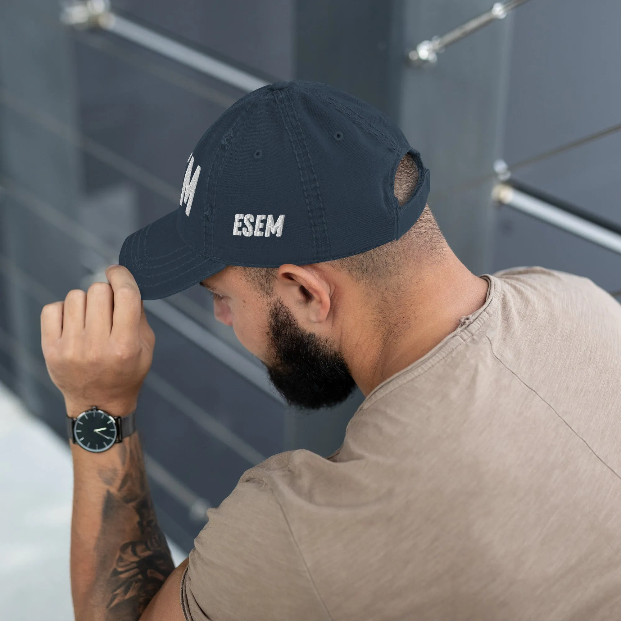 ESEM (wht) - Distressed Dad Hat