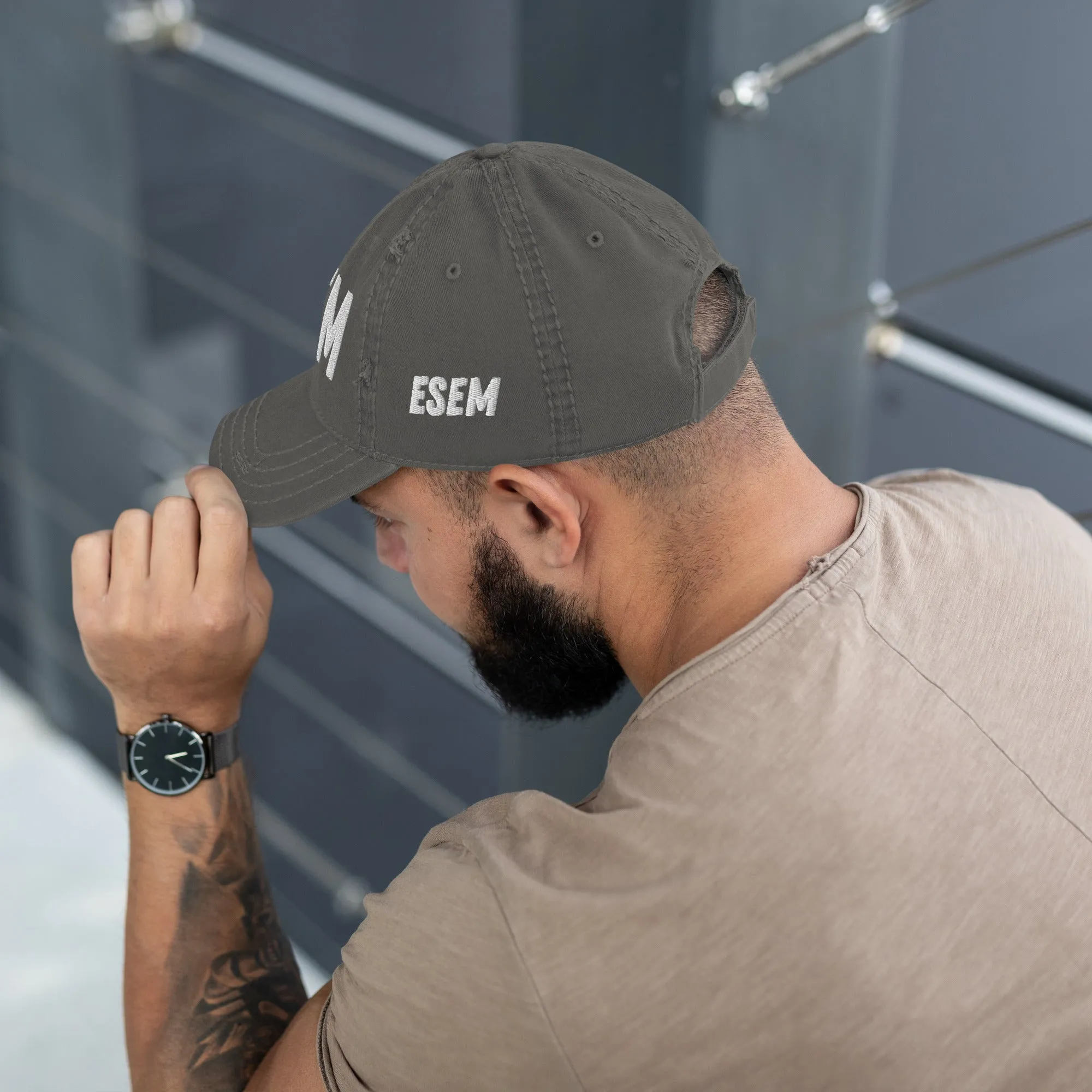 ESEM (wht) - Distressed Dad Hat