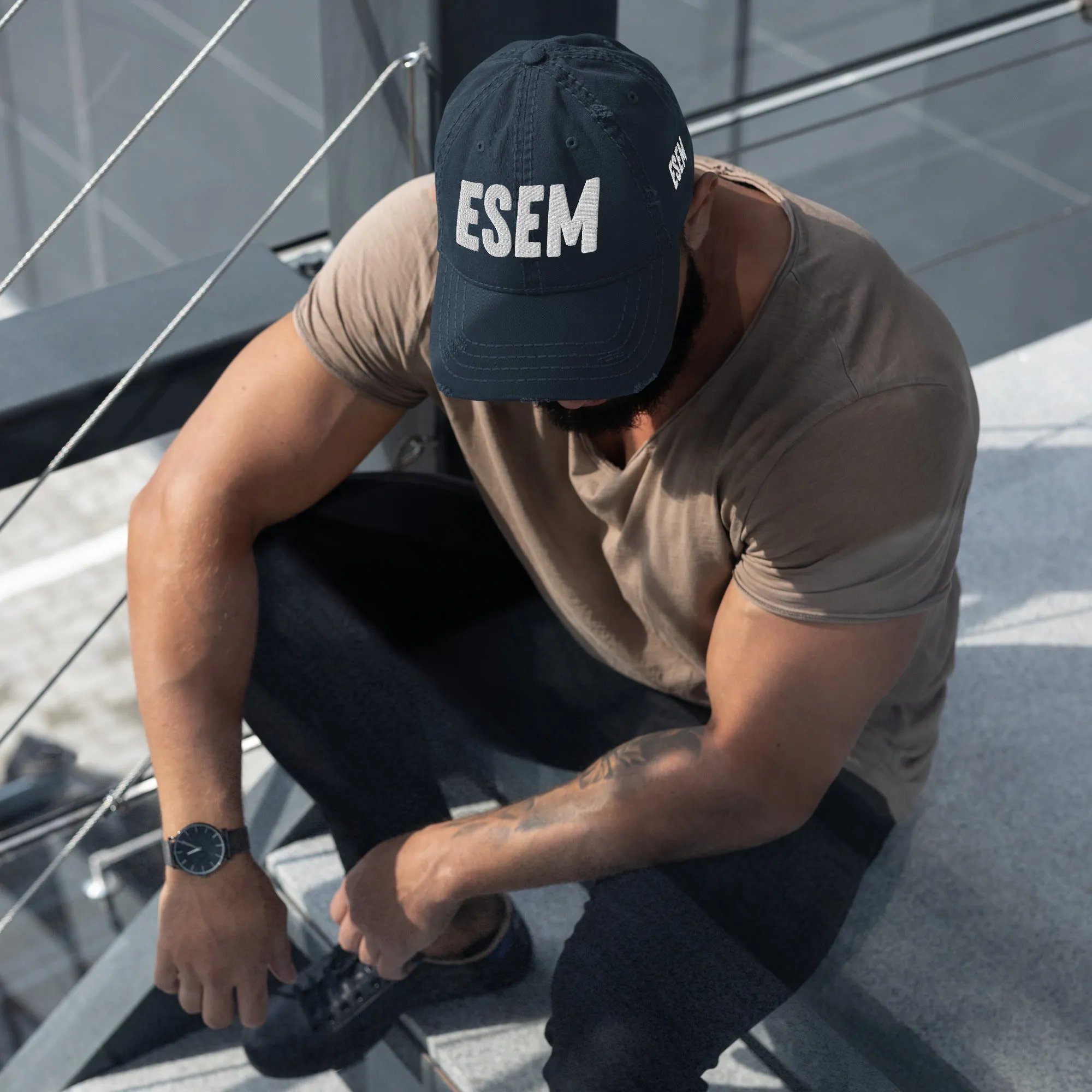 ESEM (wht) - Distressed Dad Hat