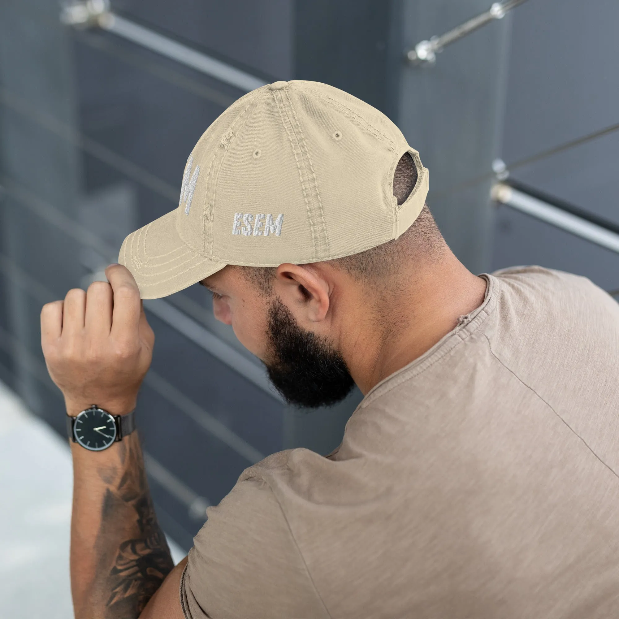 ESEM (wht) - Distressed Dad Hat