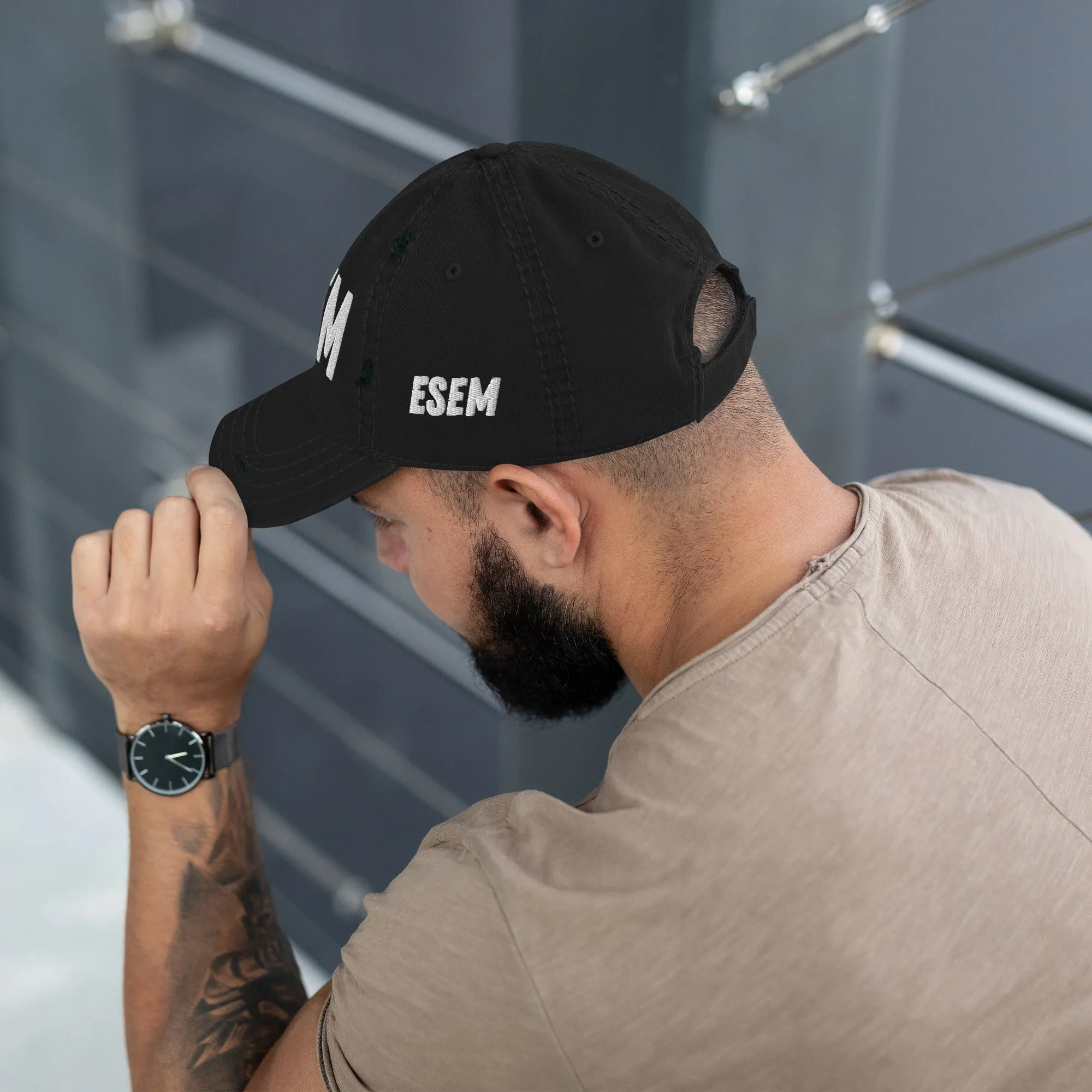 ESEM (wht) - Distressed Dad Hat