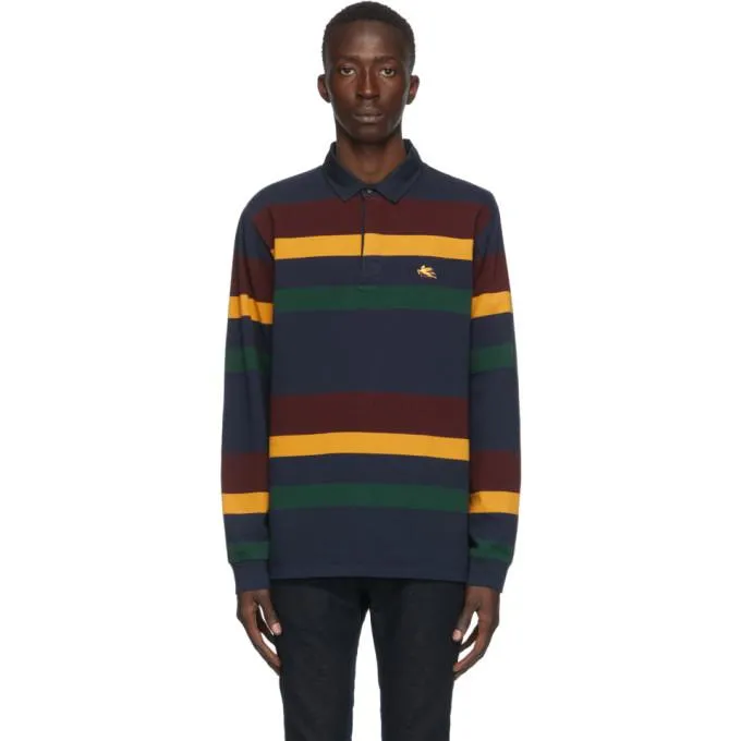 Etro Multicolor Striped Long Sleeve Polo