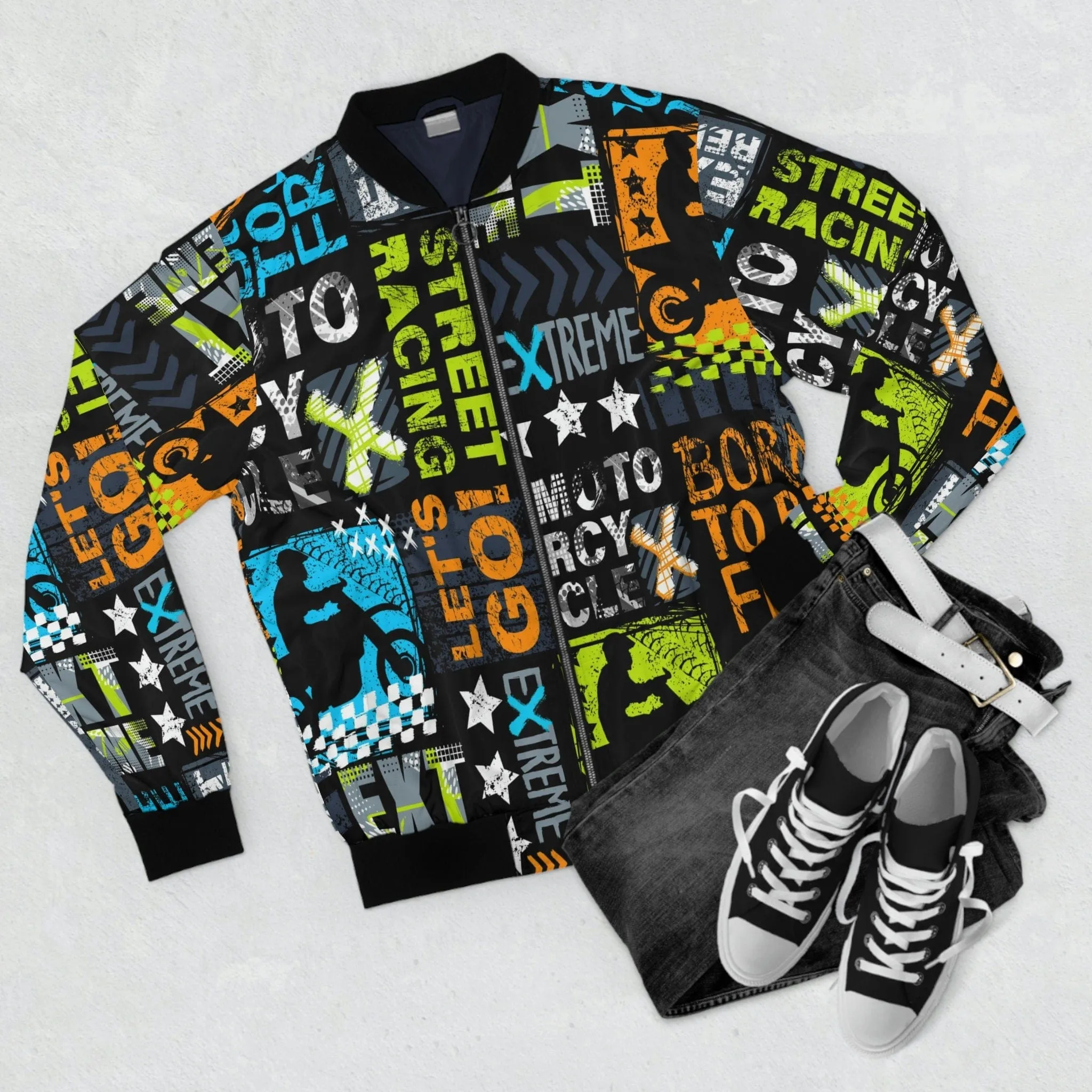 Extreme Biker Sports Men's Bomber Jacket, Windbreaker Motorcycle Jacket, Fashion Outdoor Jackets, Trucker Jackets