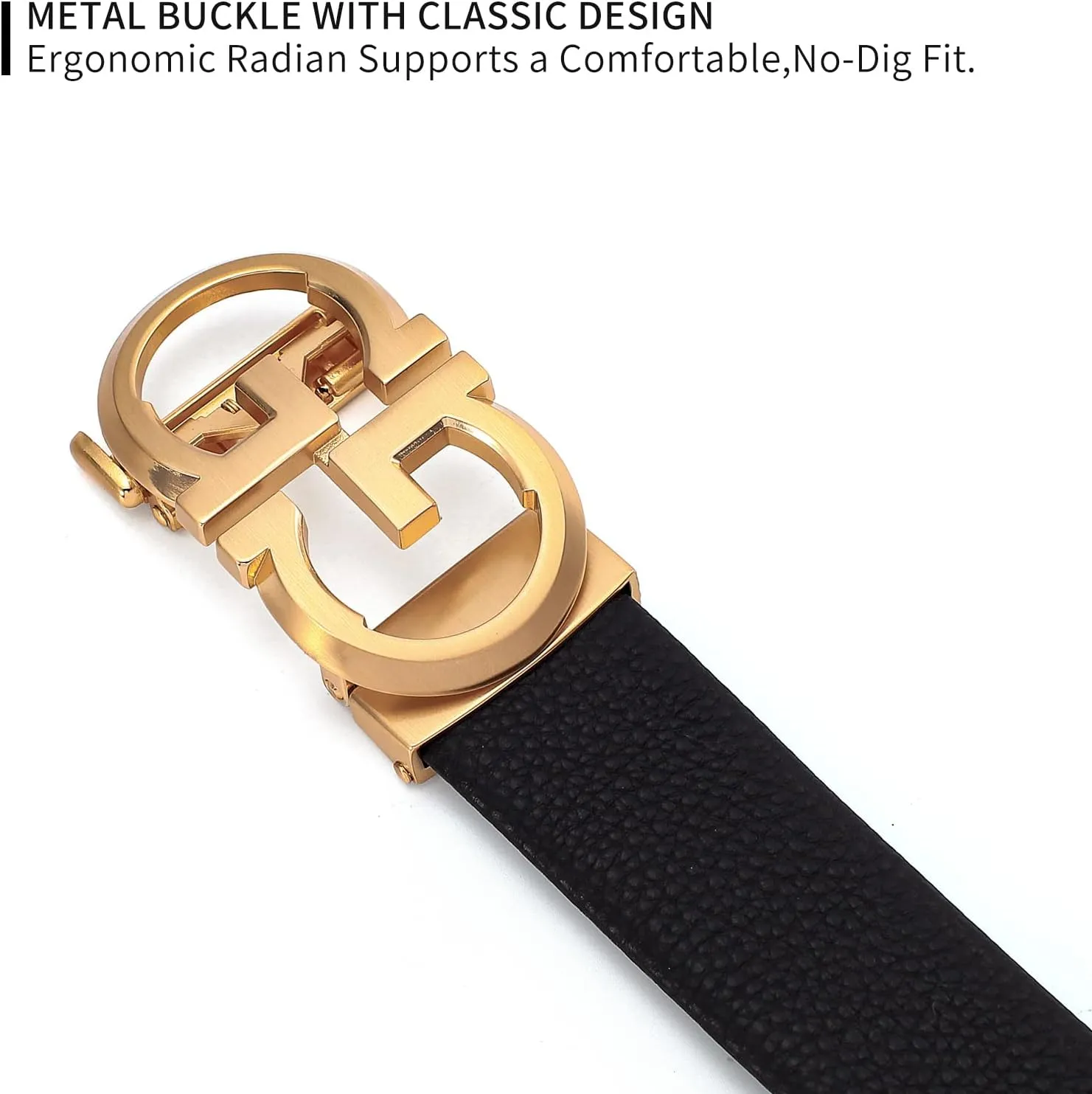Fashion Diamond Men/s Real Leather Ratchet Belt Black