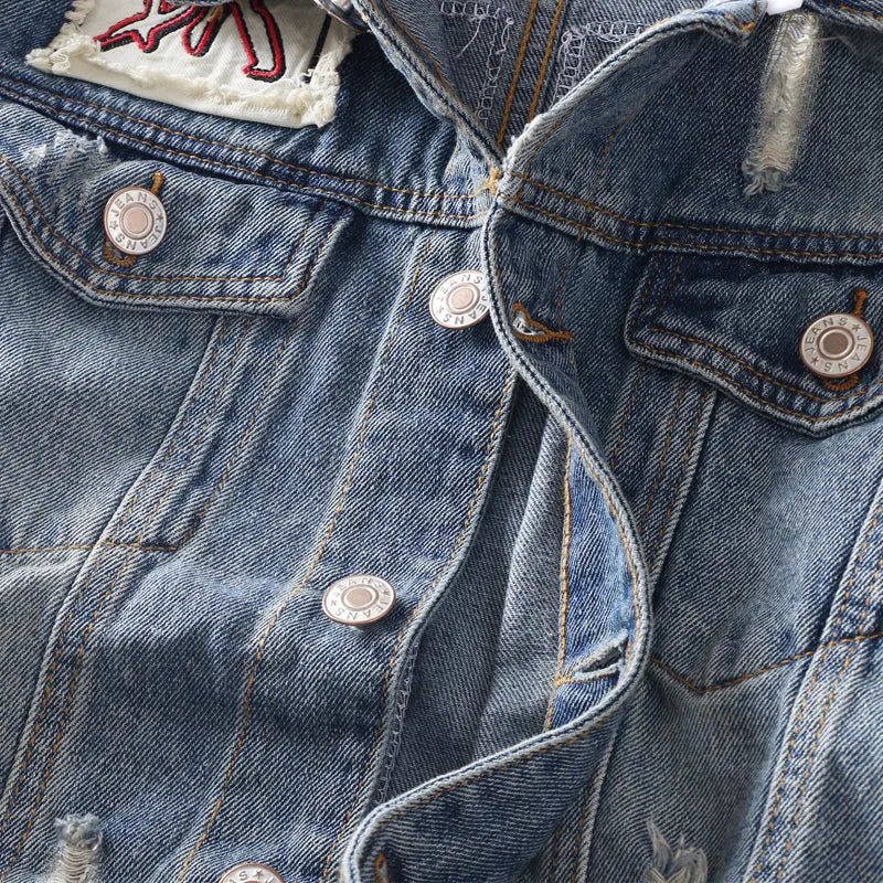 Fashion Men Jacket Patchwork Denim Jacket