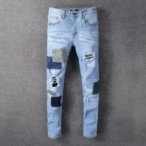 Fashion Patch Ripped Stretch Skinny Jeans